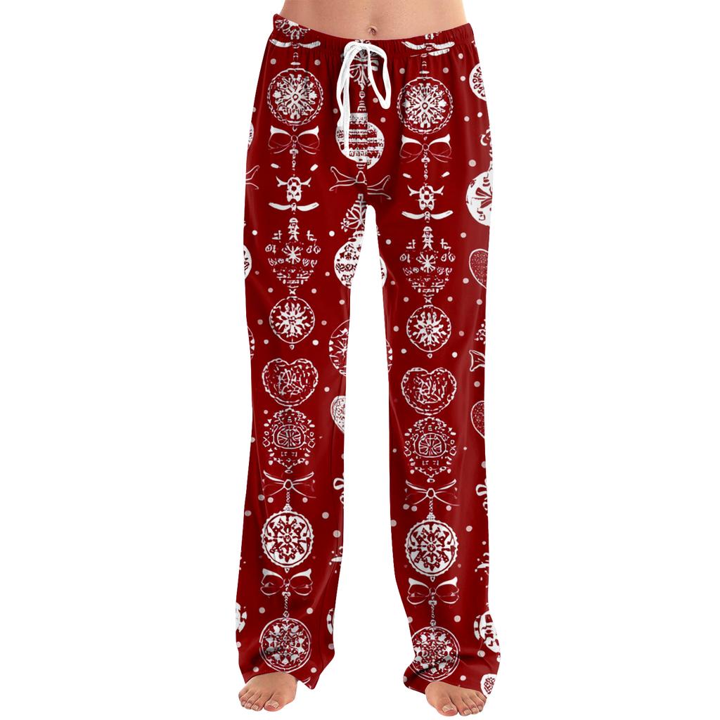 Women's Drawstring Christmas Printed Casual Pants