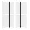 4 Piece White Folding Screen 200 x 180 cm Fabric