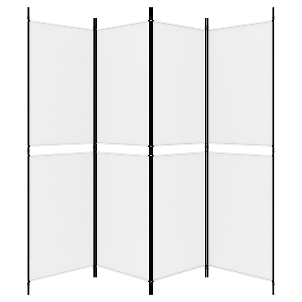 4 Piece White Folding Screen 200 x 180 cm Fabric