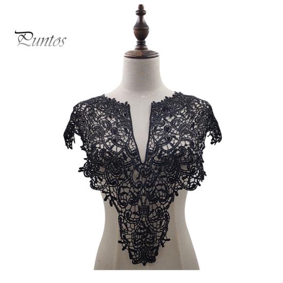 

Кружевной искусственный воротник, вышитый корсаж, полый дизайн, большие цветы, съемный передний/задний воротник, кружевная аппликация, женский шарм для швейного магазина A чёрный