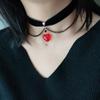 Dark gothic style, black velvet ribbon tassel chain, red heart-shaped pendant, choker collar, neckband, necklace for women
