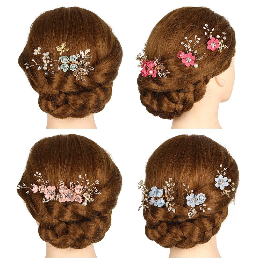 Beautiful Bride Hair Jewelry Wedding Flower Hair Pin Leaves Tiara Hair Combs Bridal Clips
