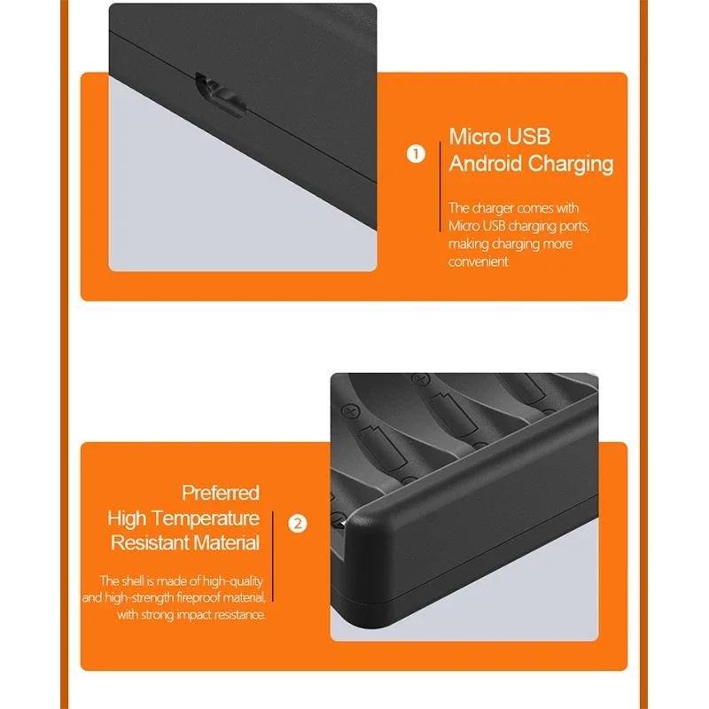 4-Slot Intelligent Rapid Charger with LED Indicator Lights Lithium-ion Battery Charger for Rechargeable Lithium-ion Batteries
