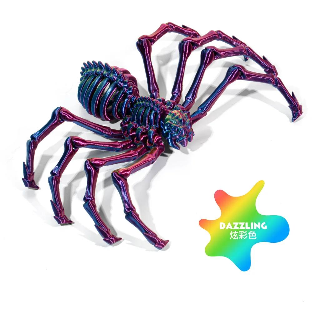 3D Printing Spider Animals Toy Realistic Colorful Spider Figurine Articulated Fidget Toy for Spider Lovers Halloween Home Decor