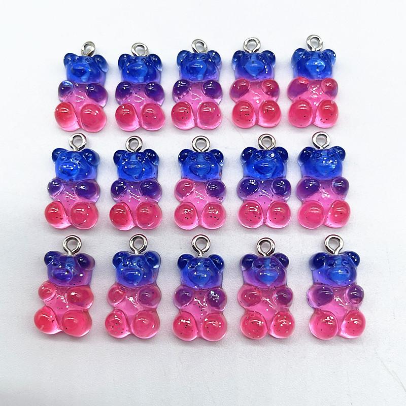 10Pcs Candy Bear Pendant Charms for Necklace Bracelet Earrings Jewelry Making Diy Findings Resin Bears Christmas Making