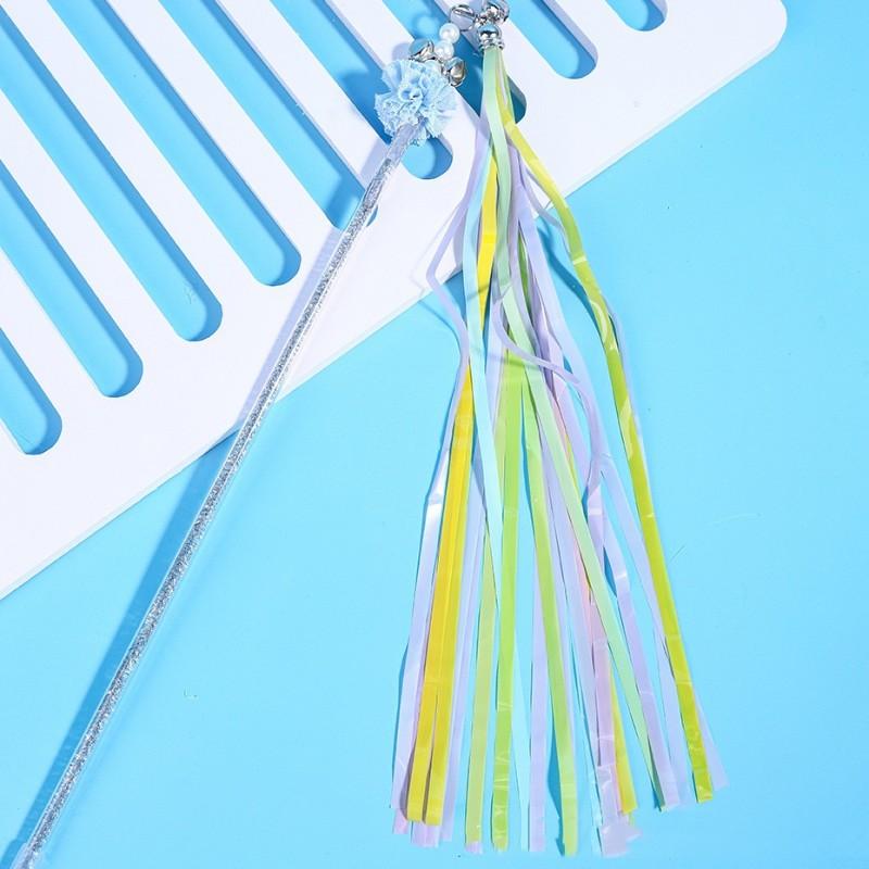 Cat Toy Rainbow Tassel Cats Stick Long Handle Cat Toys Interactive Tassel Toys for Cats Teasing Pet Toy with Bell Pet Supplies