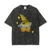 Frog Cartoon Cute Printed T-shirt Vintage Washed Oversized T Shirt Men Clothing Summer Casual Short Sleeve Cotton Tees Clothes