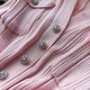 Brand Fashion Vintage Turn-down Collar Knit Maxi Dress Elegant Single-breasted A-line Long Shirt Dress Lady Party Dress