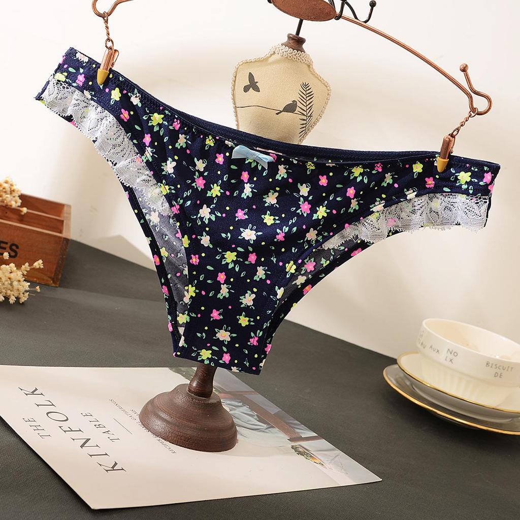 Diaochan Women's Silky Triangle Panties - Floral Lace, No Panty Lines