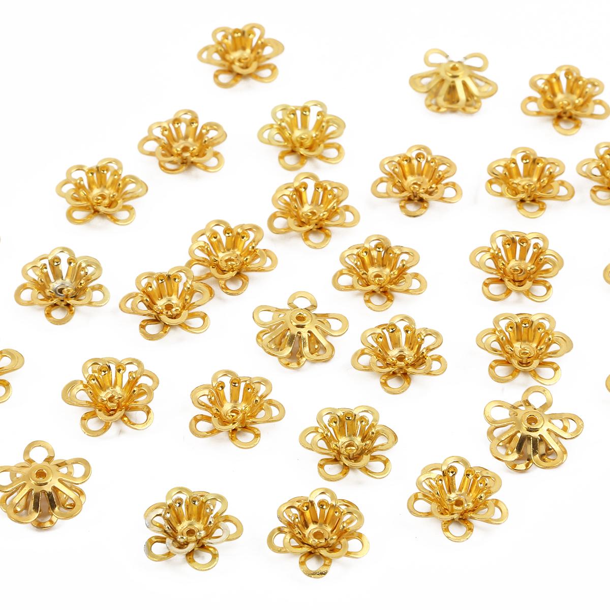 

10 шт. 3D металевих латунних 3-шарових намистин з квітковою основою для ювелірних виробів своїми руками Сережки Аксесуари 12x5mm золотий