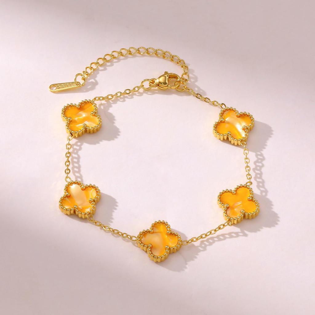 Lucky Clover Titanium Steel Bracelet - Light Luxury Fashion, Versatile for Commuting