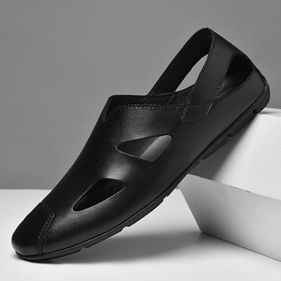 Sandali da Uomo Estivi in Vera Pelle Ciabatte da Spiaggia Scarpe Sandali di Marca Slip-On Traspiranti con Foro Ciabatte Scarpe Casual Zapatos Hombre