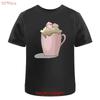 Hot Chocolate With Marshmallows Cotton T Shirt Ta044024 Vintage Washed Versatile Top For Everyday Wear Graphic Comfortable