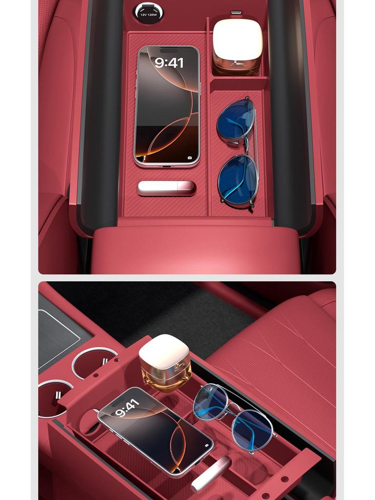 Silicone Partitioned Storage Box for AITO M7/M8/M9 Center Console Armrest