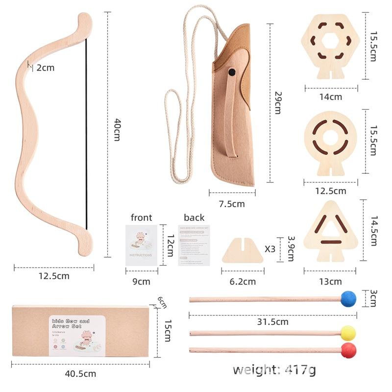 Eco-Friendly Wooden Archery Toy Set - Safe Bow and Soft Felt Arrows for Kids, Montessori Sport Training Game, Outdoor Birthday Gift for Boys & Girls