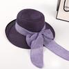 Women's Summer Straw Hat with Bow & Wide Upturned Brim