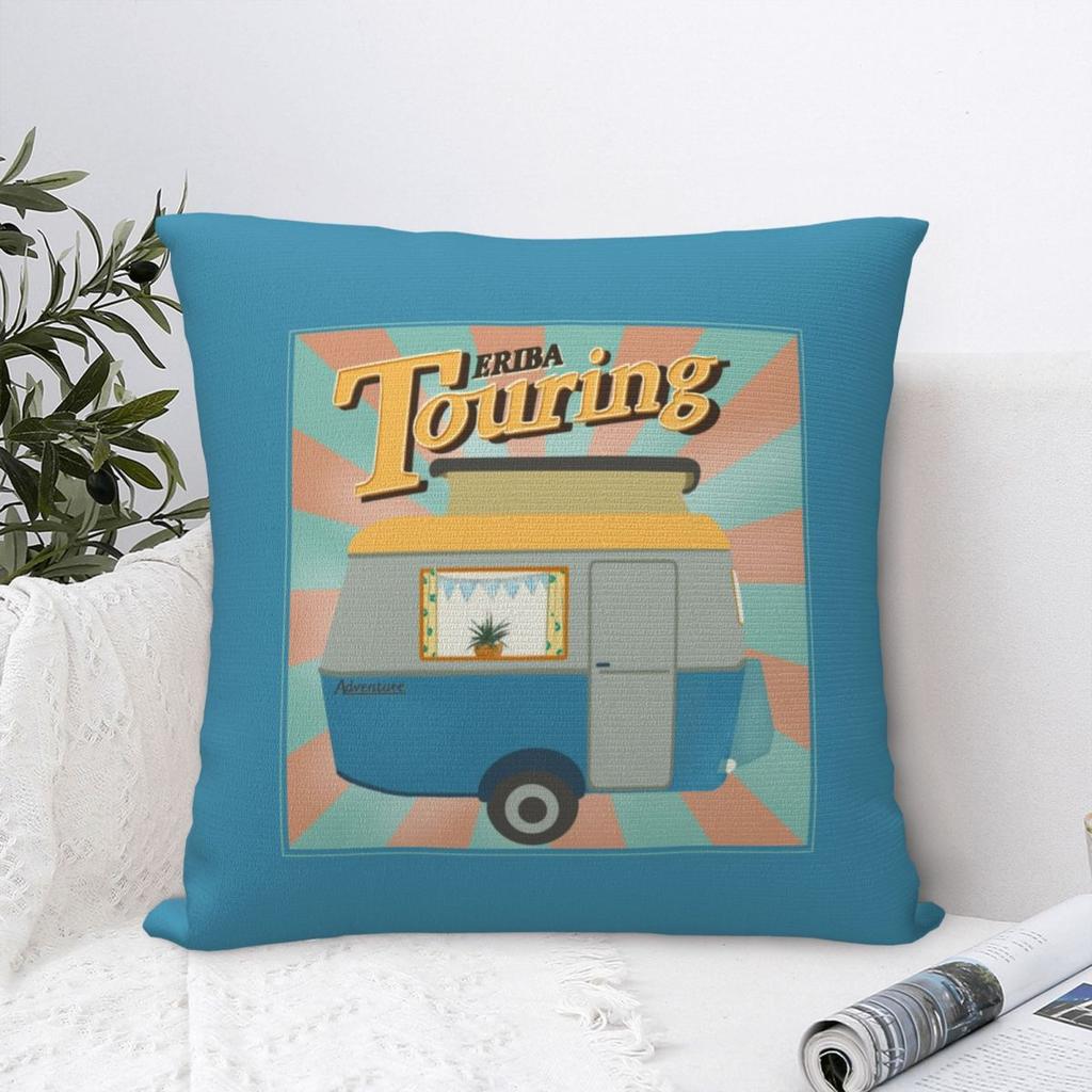 Vintage Touring Eriba Puck Adventure quadratischer Kissenbezug, Kissenhülle, Dekokissenbezug für Zuhause, Sofa, Wohnzimmer
