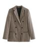 European & American Style Women's Plaid Double-Breasted Suit Jacket - Autumn 2024 Top 5 Colors