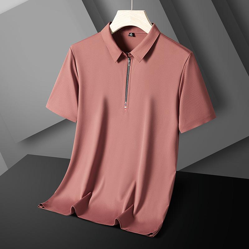 Summer Zipper Polo Shirt Men's Summer T-shirt Short Sleeved Polo Shirt Short Sleeved T-shirt