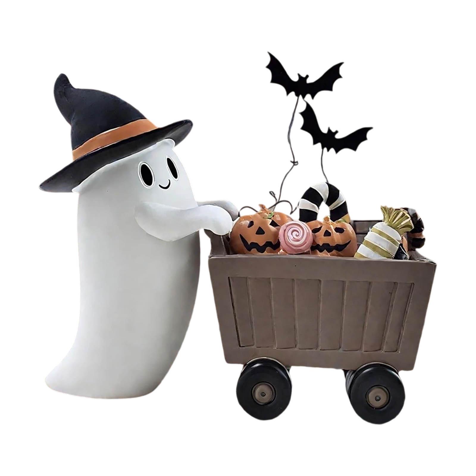 

Halloween Hat And Candy Cart Desktop Ornament,Holiday Decorations,Holiday Gifts For Friends One Size