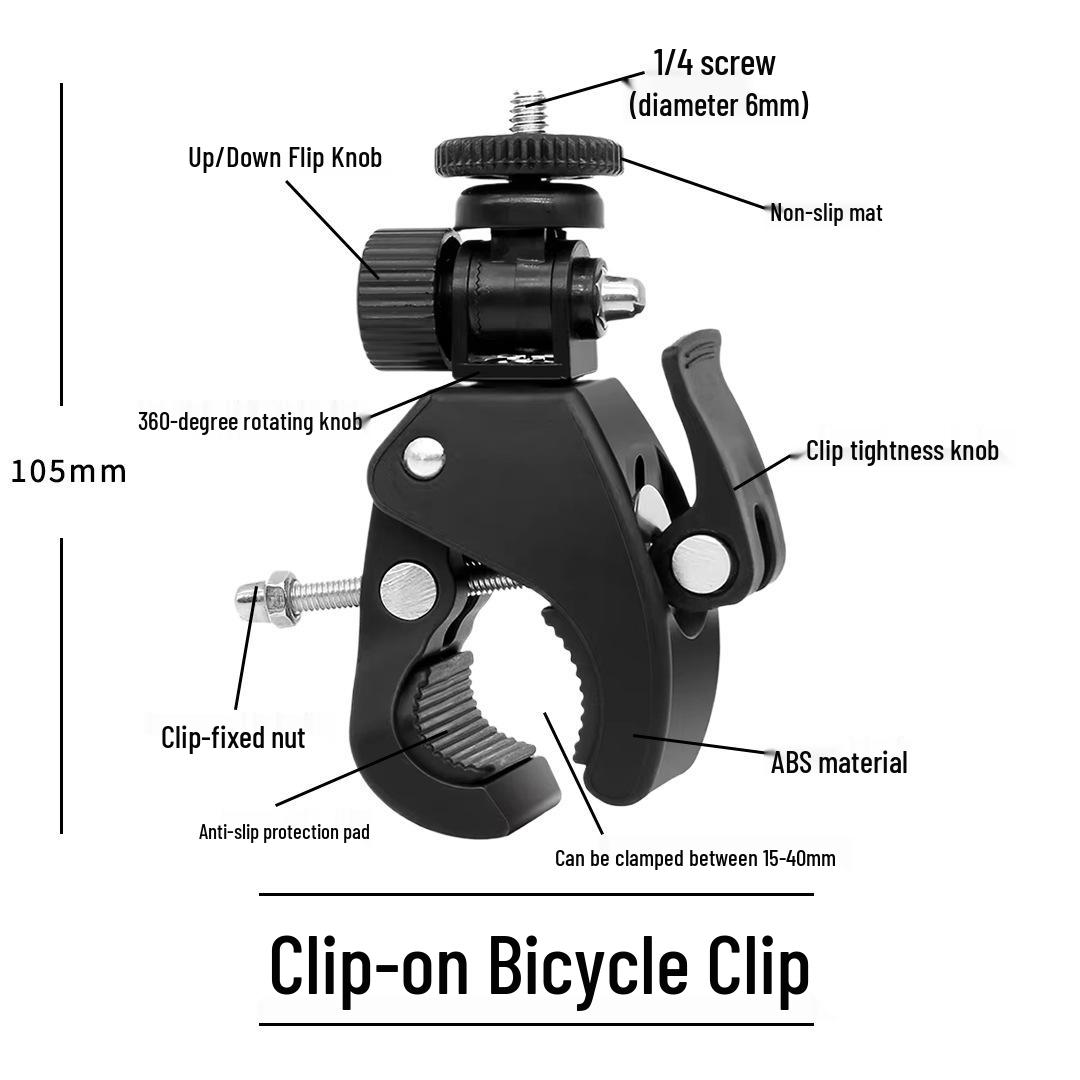 Multi-Mount Mobile Tripod Stand with Crab Claw Microphone Clip for Live Streaming & Bicycle Navigation