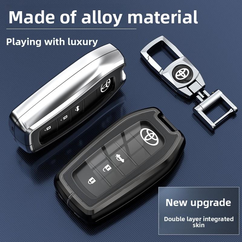 QHJS9 Car Key Case Cover Shell Fob For Toyota CHR Hilux Fortuner Land Cruiser 200 Camry Corolla Crown RAV4 Highland Key Chain jbfd2