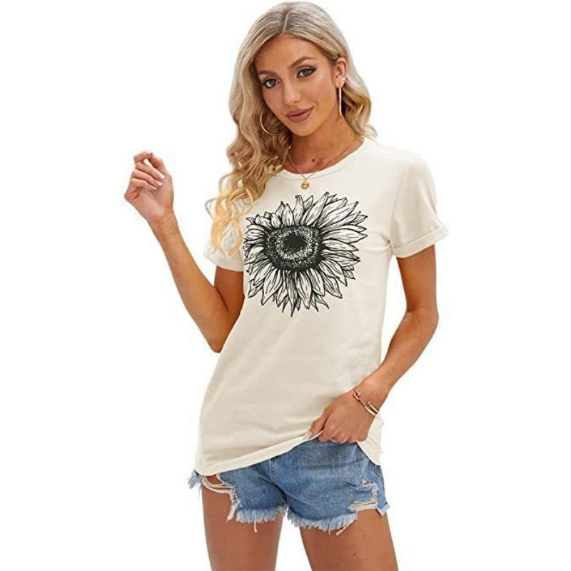Women's Summer 3D T-shirt New Summer Simple Pattern Printed Short Sleeve Round Neck T-shirt