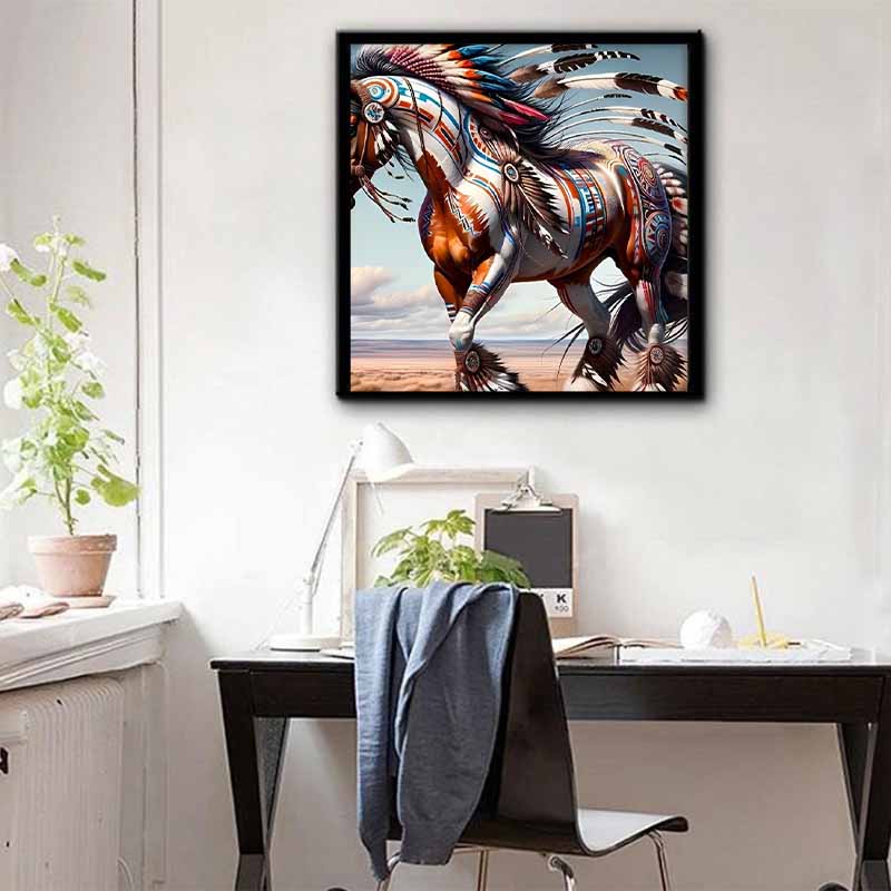 New Arrival 5D DIY Full Circle Diamond Painting "Ethnic Horse Decoration" Embroidery Cross Stitch Home Decor Gift