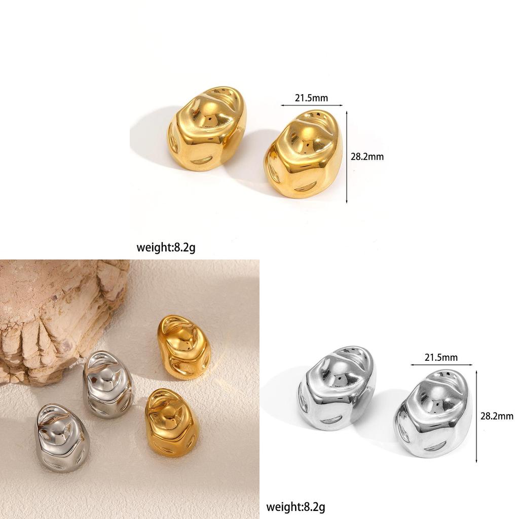 Stainless Steel Geometric Earrings For Women With Wrinkled Style For Fashion Casual Wear