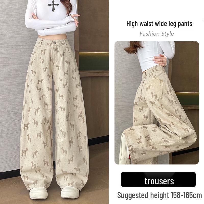 2026 Popular Women s High Waist Loose Spring Jeans - Casual, Versatile, Printed Design M