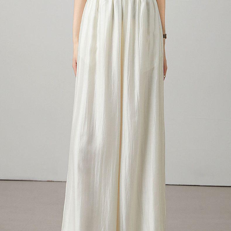 

Plus Size Tencel Wide-Leg Floor-Length Summer Pants for Women XL (for 120-135 lbs) слоновая кость