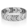 Wave Shape Titanium Steel Silver Sandblasted Magnetic Mens Bracelet with Detachable Buckle