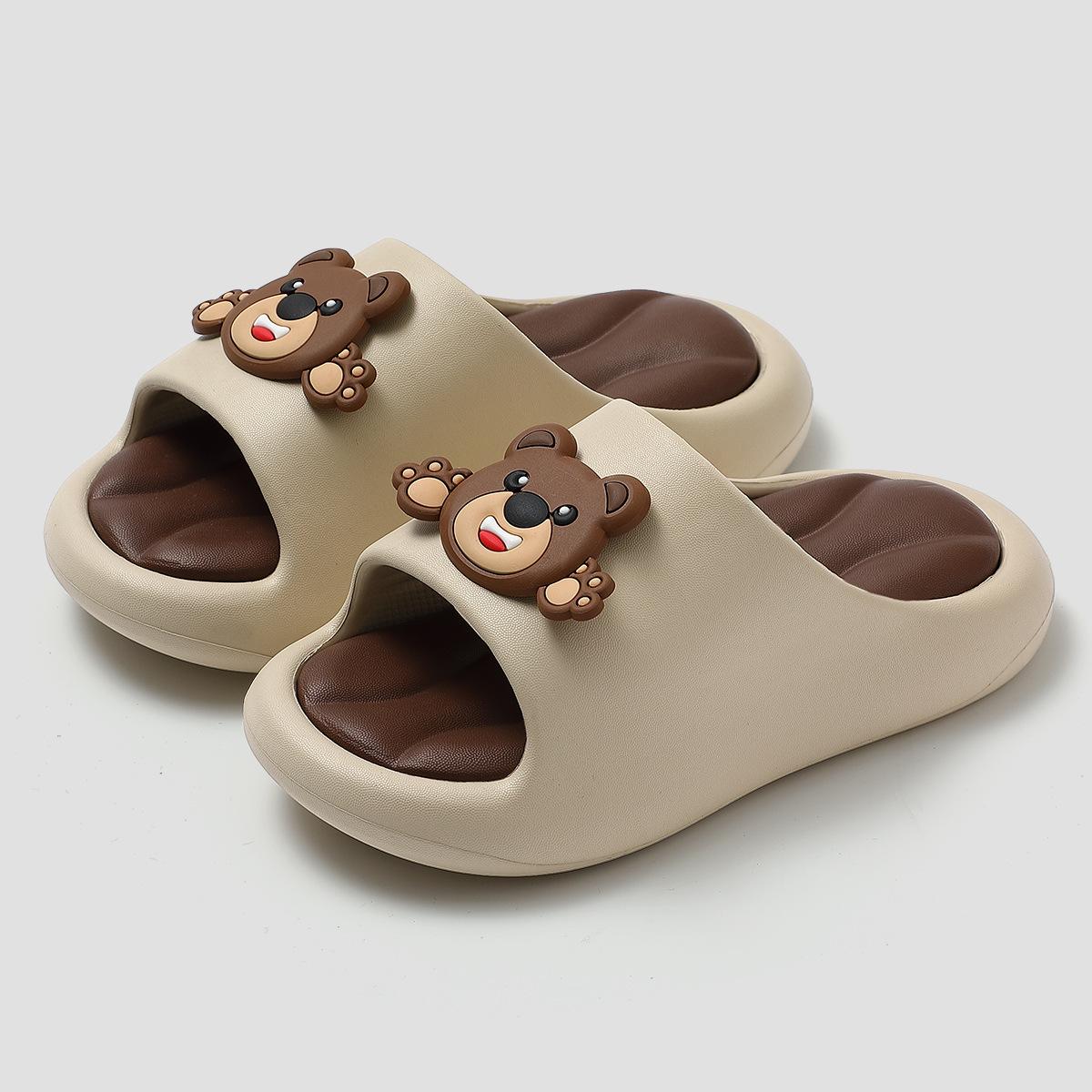 

Bath anti-collision non-slip soft bottom eva slippers cute bear children s slippers boys and girls 2025 new bathroom 34-35 хакі