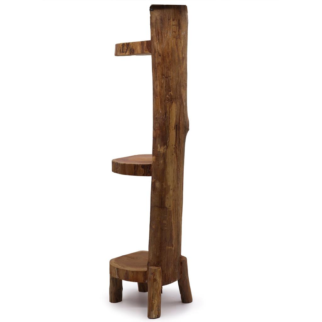 Teak Log Display Shelf 3 Shelves 100cm