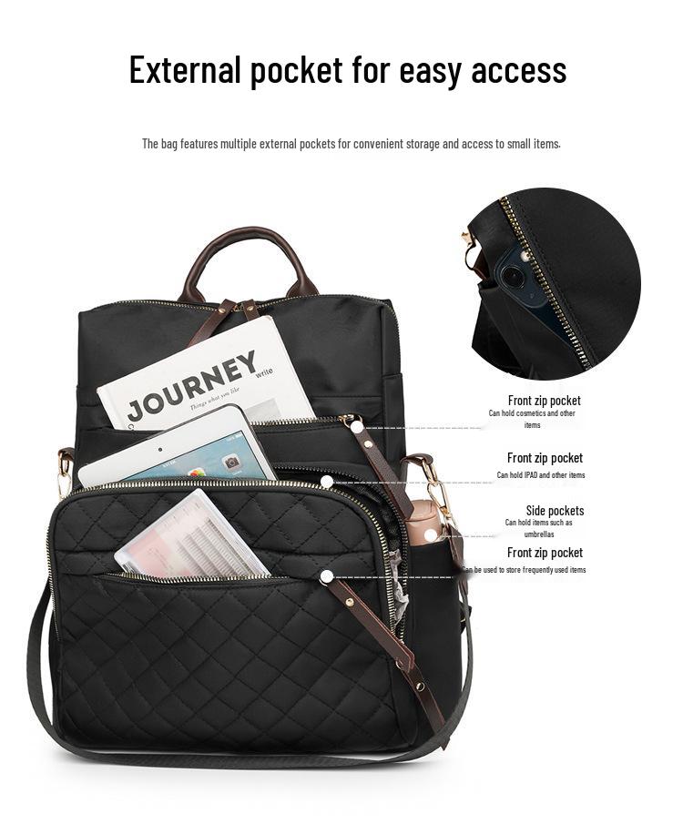 2026 Retro Korean Style Women's Double Shoulder Embroidery Backpack - Large Capacity Multi-Pocket Travel Bag