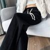 Chenille wide-leg pants women's autumn and winter new plus velvet pants women's straight casual warm lambskin pants