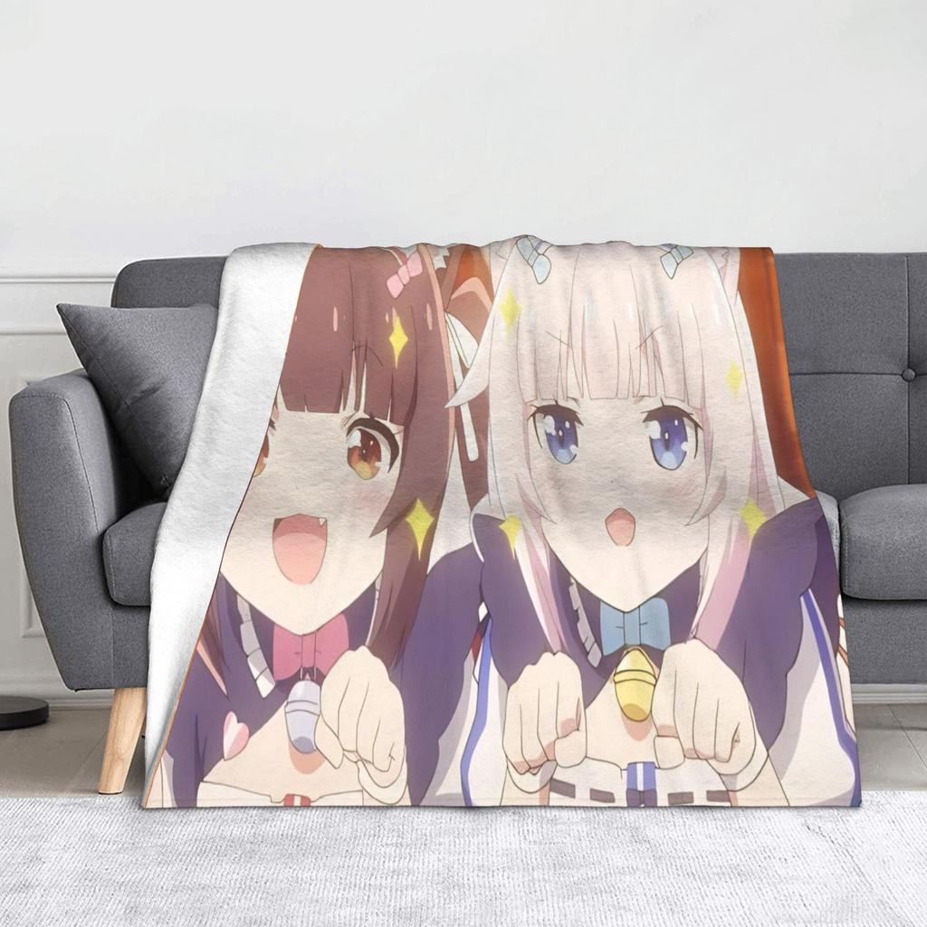 Anime Nekopara Cartoon Blanket Chocola Vanilla Maple Flannel Awesome Breathable Throw Blankets for Bedspread AutumnWinter