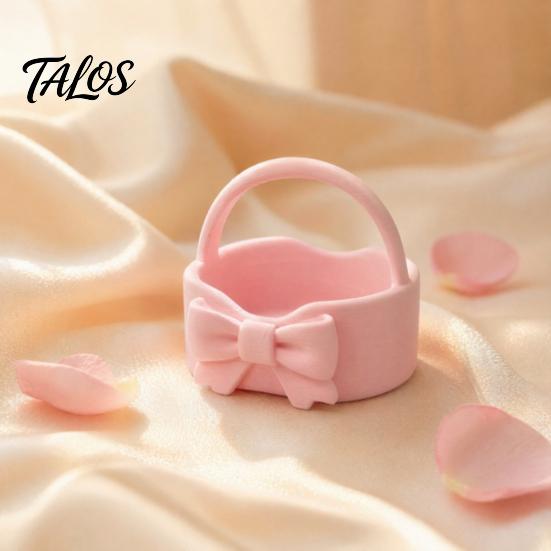 3D Printed Bow Storage Basket, Portable Rounded Design Lipstick Sundries Holder for Entryway Desktop Vanity Tabletop, Girly Style Home Organizer