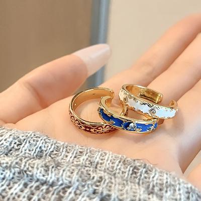 Niche Design Sense Dopamine Dripping Oil Exquisite Personality Open Ring Light Luxury High Sense Cold Wind Ring