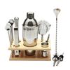 14Pcs/Set Party Bar Professional Bartender Kit Mixer 550ml Shaker Bar Set Premium Barware Tool Supplies with Wood Frame