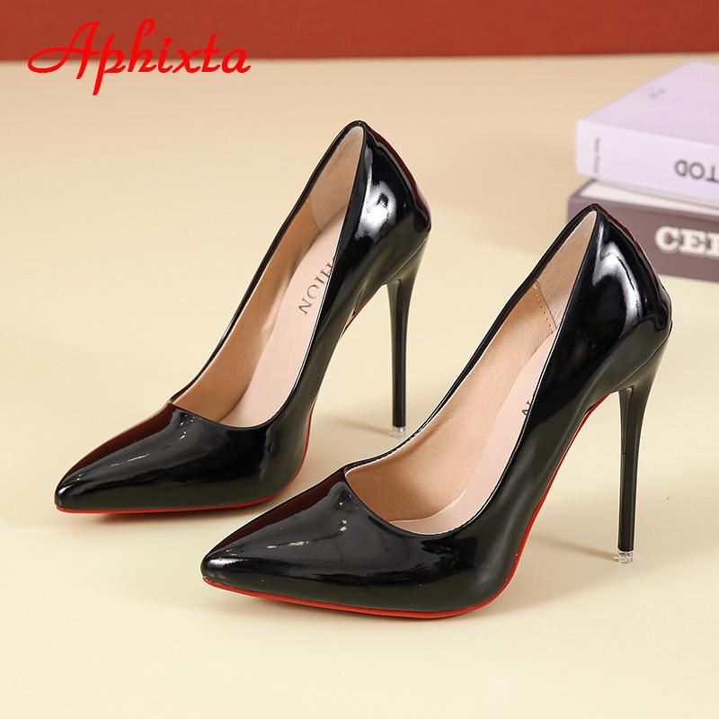 Aphixta 12cm Super High Thin Heels Pumps Women Shoes Pointed Toe Patent Leather Wedding Colorful Dress Stiletto Heel Shoes Woman