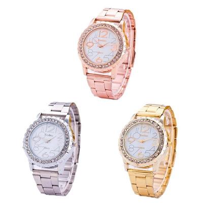 Frauen Damen Uhr Crystal Strass Edelstahl Armband Quarz Analog Armbanduhr