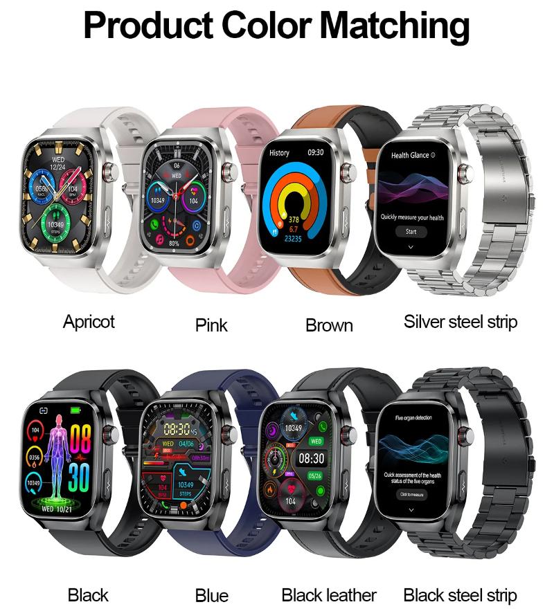 2025 Nové chytré hodinky na měření kyseliny močové, krevních tuků, EKG+PPG, pulzu, krevního tlaku, s Bluetooth voláním, sportovní pro Xiaomi, hodinky pro sledování zdraví