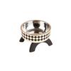 Stainless Steel Elevated Pet Cat Bowl with Printed Design and Non-Slip Raised Stand Suitable for Indoor Use