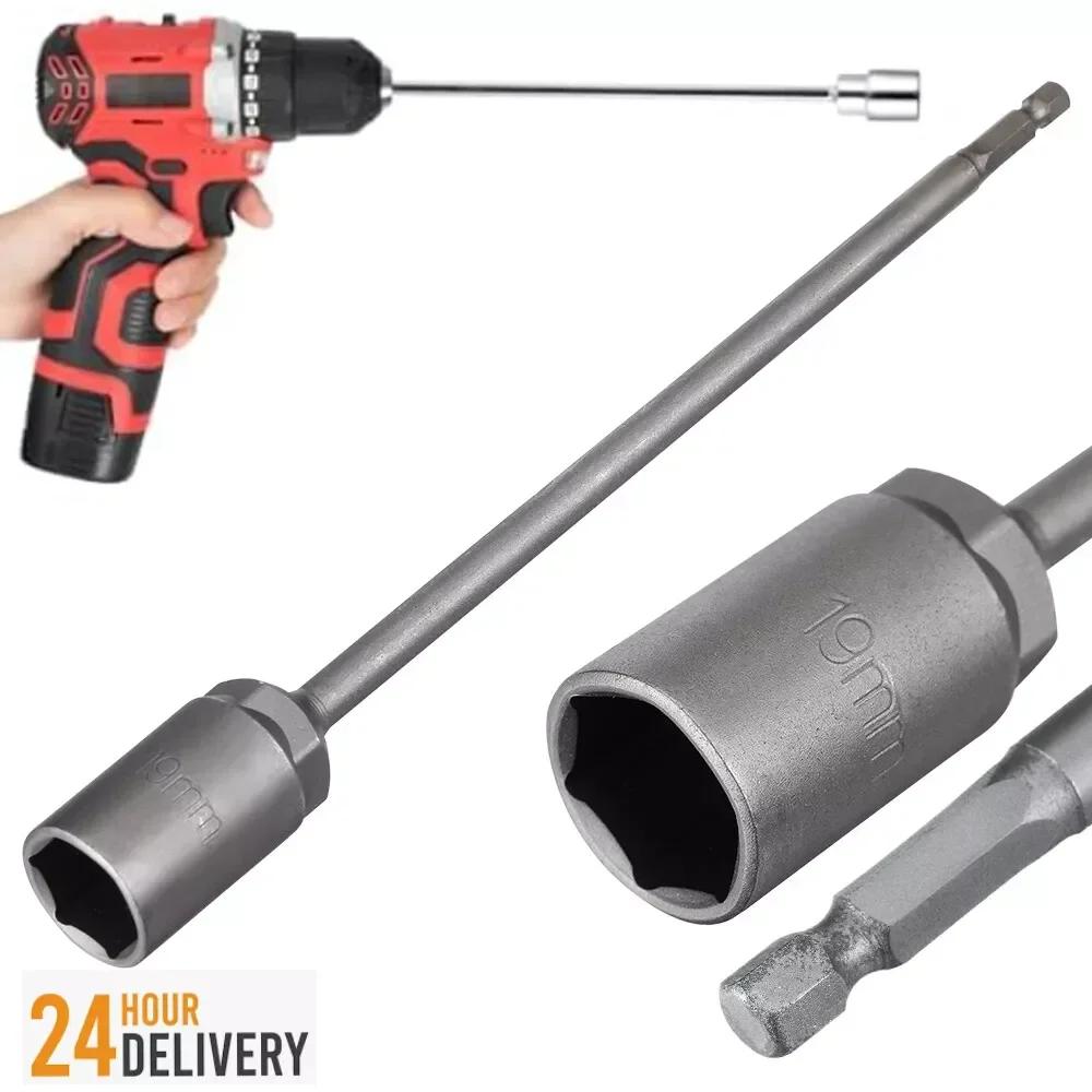 19mm Caravan Corner Steady Winder, 15cm Electric Drill Extension Socket Adapter for RV Stabilizer Leg