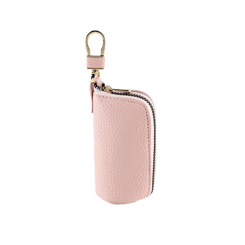 

Премиальный мягкий кожаный многофункциональный чехол-сумка для ключей для мужчин и женщин, компактный для домашних или автомобильных ключей розовый