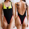 Sexy One-Piece Bikini Backless Patchwork Swimsuit Push-Up Pad Bathing Suit Beachwear