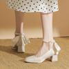 2025 New French-Style Women's Wedding Shoes - Bowknot Fairy Bridesmaid Shoes, Two-Way Wear Block Heel, Comfortable Non-Tiring Feet, StyleXCY34-888-200