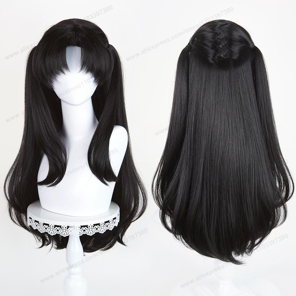 Fate Tohsaka Rin Cosplay Wig 80cm Long Black Woman Hair Anime Cosplay Wig Halloween Heat Resistant Synthetic Wigs