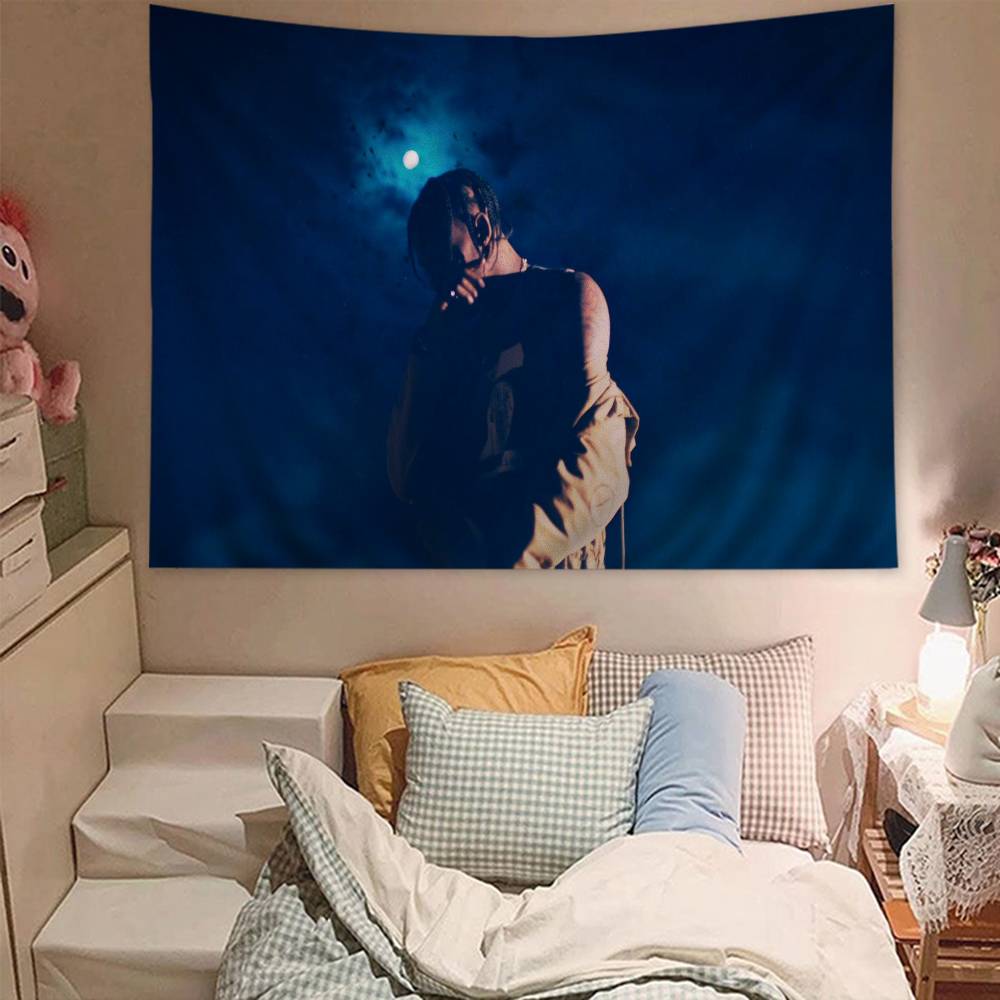 Hot Rapper TTravis SScottS Printed Large Wall Tapestry Art Science Fiction Room Home Decor Decor Blanket